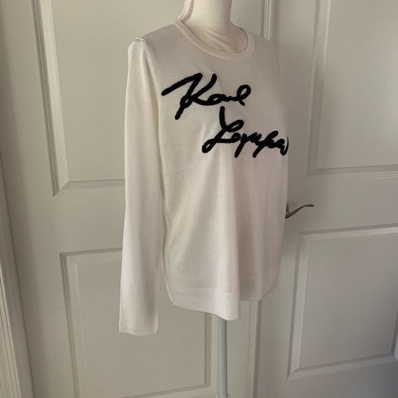 Karl Lagerfeld signature logo print pullover sweater - Picture 9 of 14